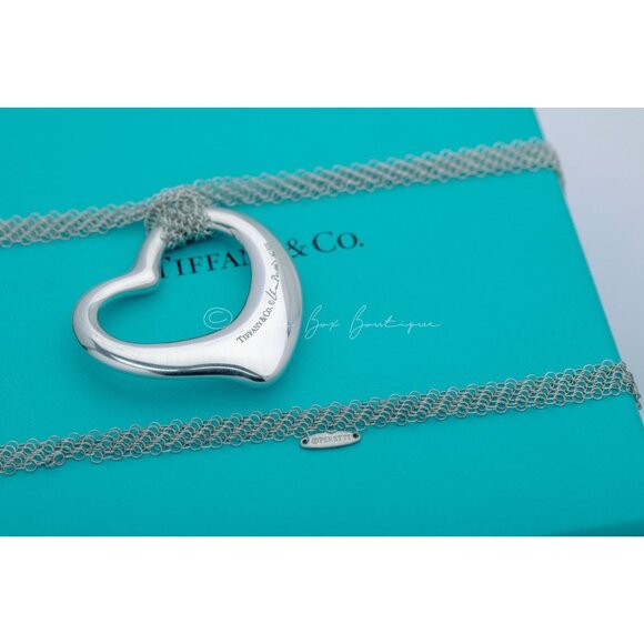 Tiffany & Co. Necklace Large Open Heart Mesh Pendant 36mm in Silver - Picture 3 of 9